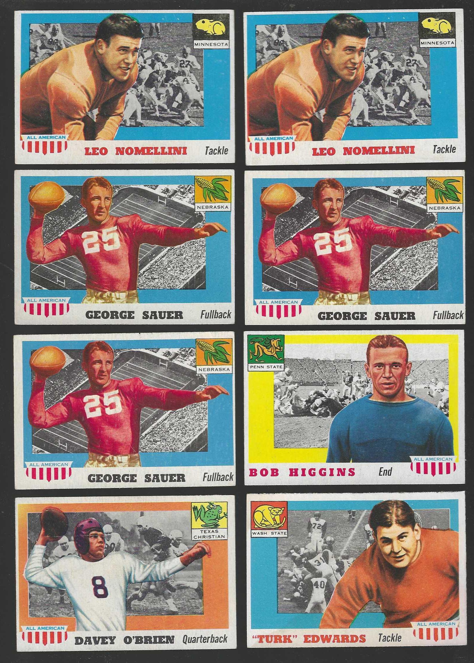 1955 Topps ALL-AMERICAN FB # 31 George Sauer Sr. ROOKIE (Nebraska) Football cards value