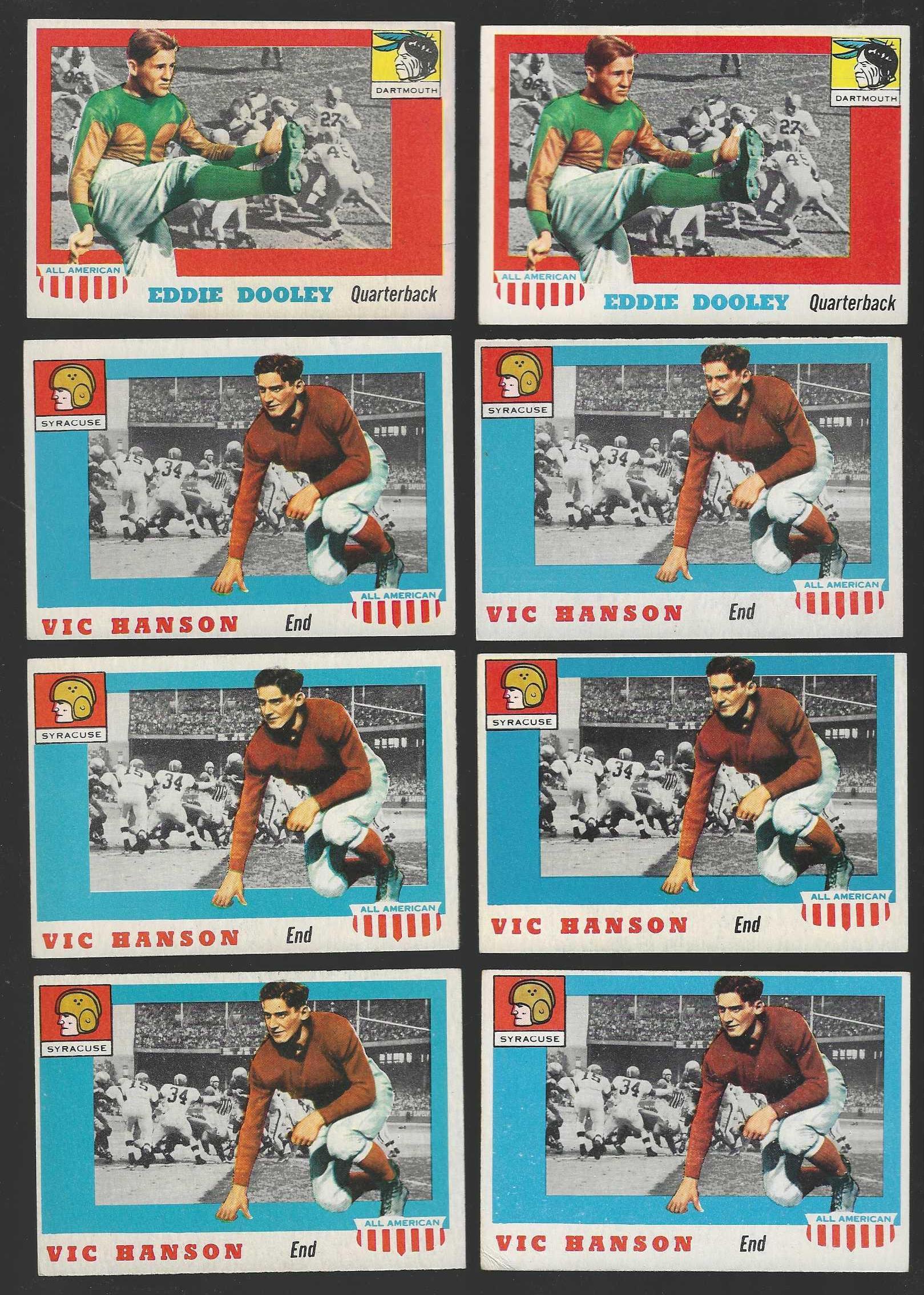 1955 Topps ALL-AMERICAN FB # 57 Vic Hanson SHORT PRINT (Syracuse) Football cards value