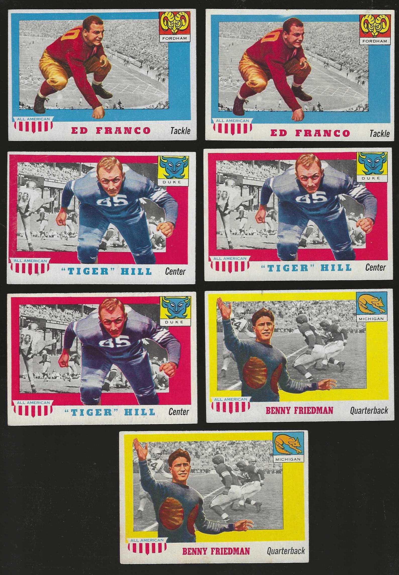 1955 Topps ALL-AMERICAN FB # 60 Dan 'Tiger' Hill (Duke) Football cards value