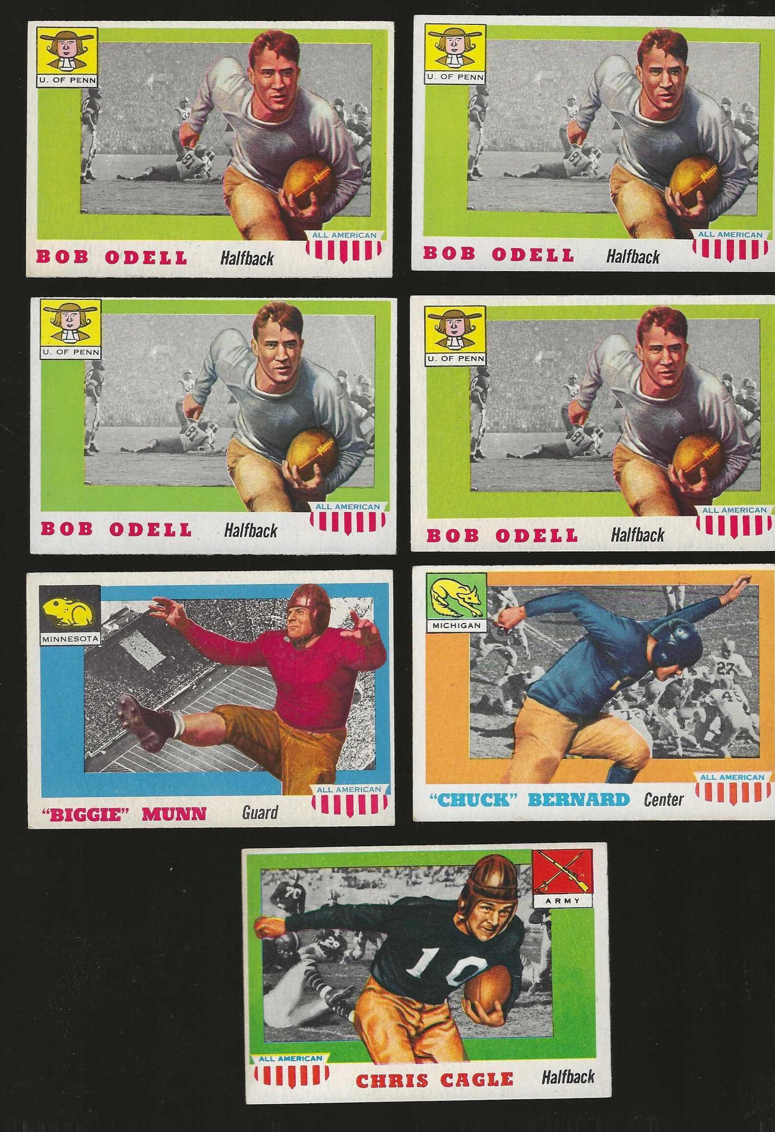 1955 Topps ALL-AMERICAN FB # 91 Bob Odell (UER) (U. of Penn) Football cards value