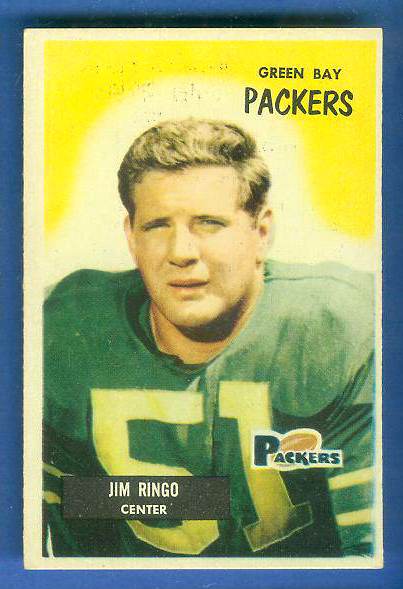 1955 Bowman FB # 70 Jim Ringo ROOKIE (Packers) Football cards value