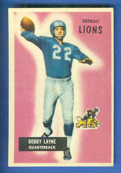 1955 Bowman FB # 71 Bobby Layne [#a] (Lions) Football cards value