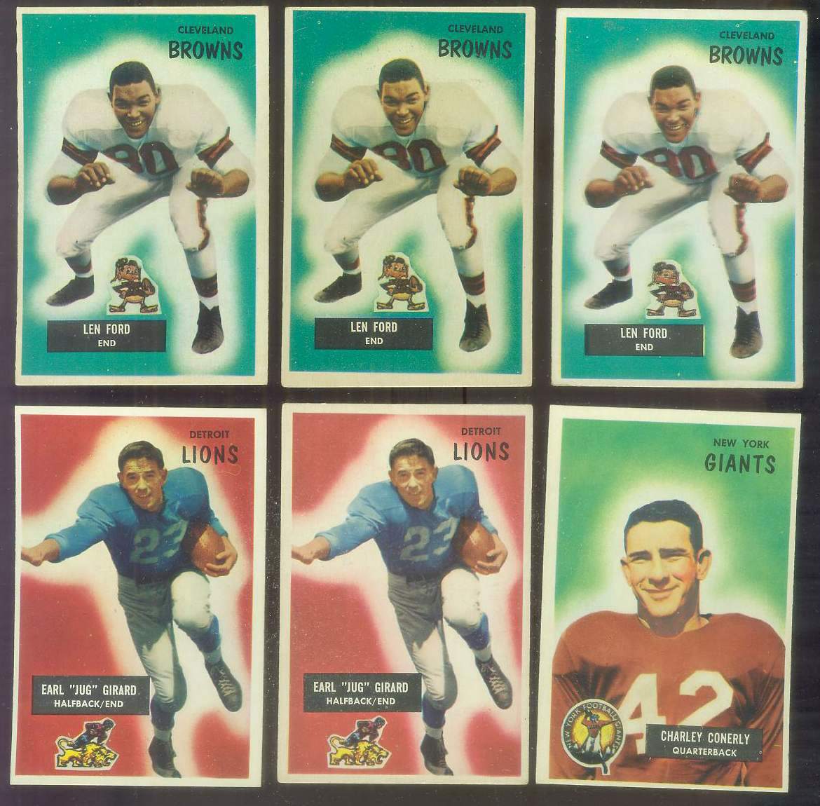 1955 Bowman FB # 15 Jug Girard (Lions) Football cards value