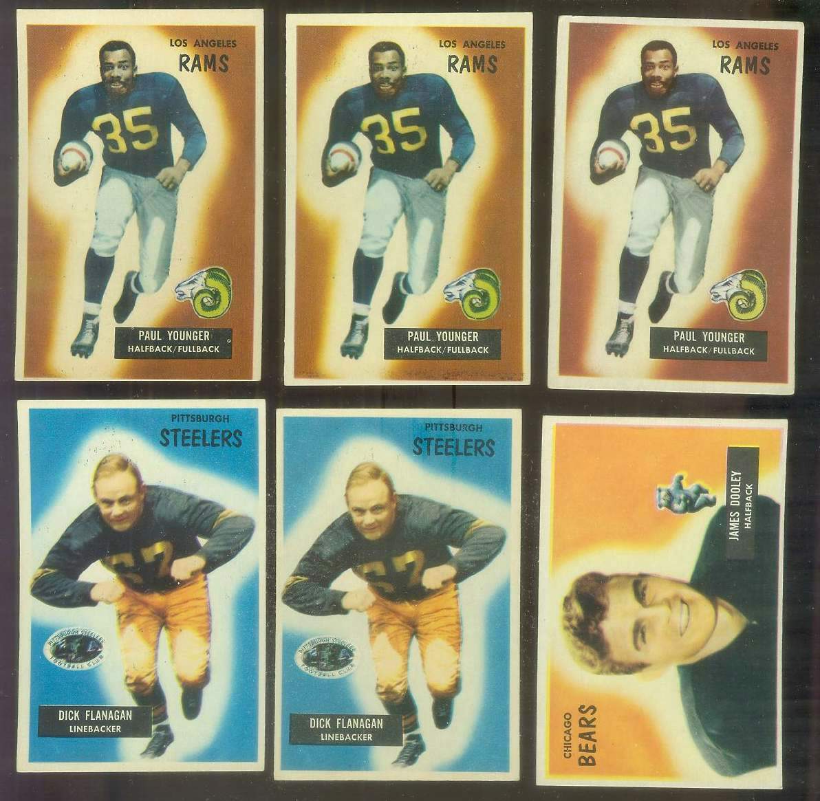 1955 Bowman FB # 38 Paul 'Tank' Younger (Rams) Football cards value