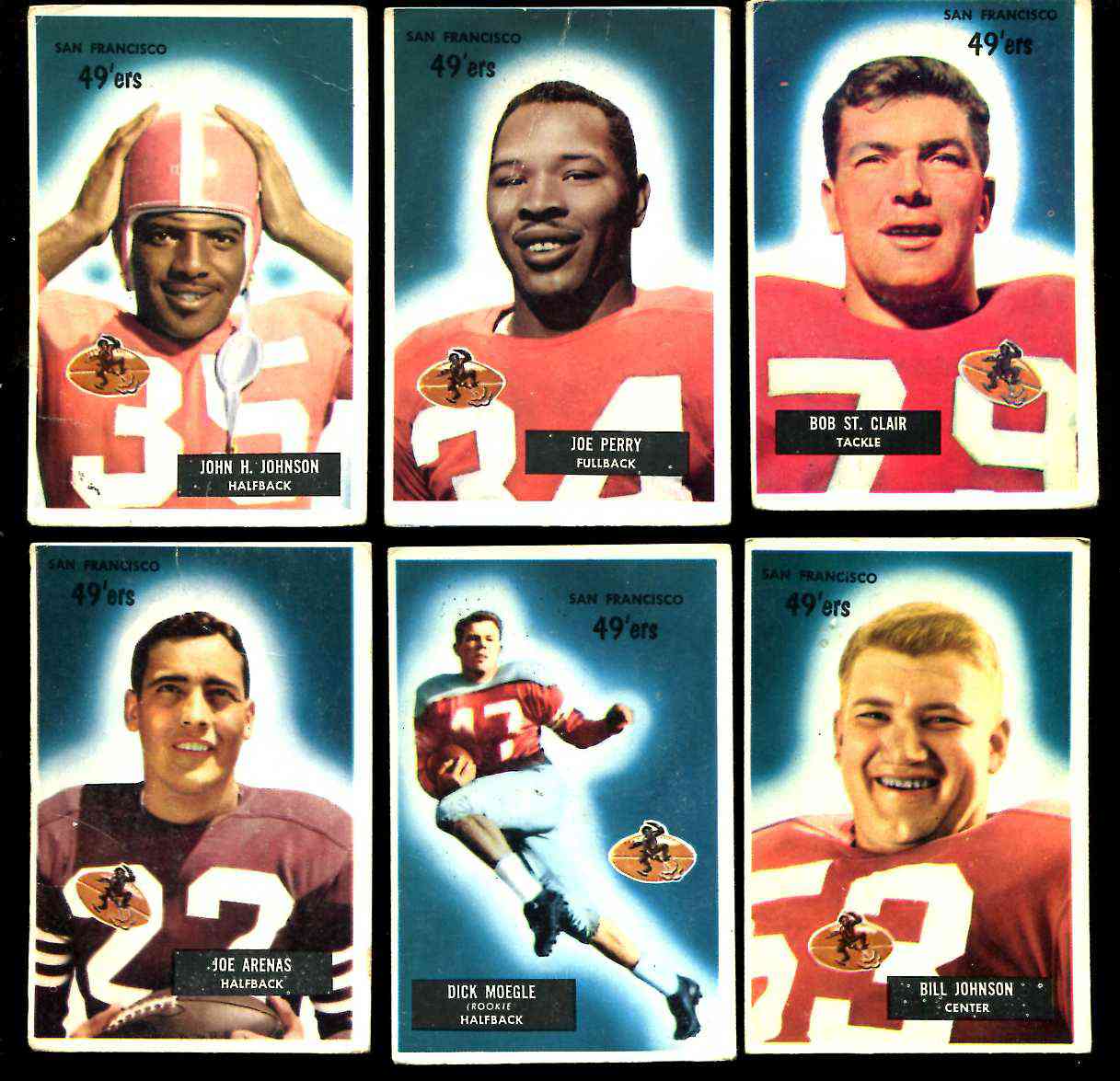 1955 Bowman FB  - San Francisco 49ers Team Lot (6) with stars Football cards value