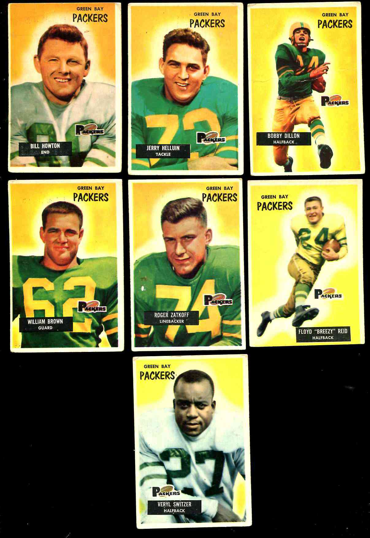 1955 Bowman FB  - Green Bay Packers Team Lot (7) Football cards value