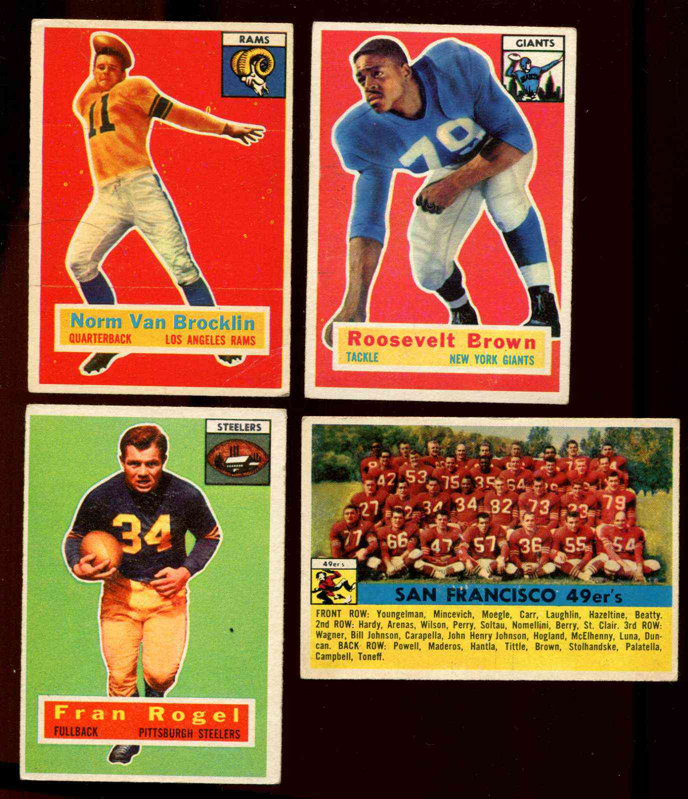 1956 Topps FB # 41 Roosevelt Brown ROOKIE (NY GIants) Football cards value