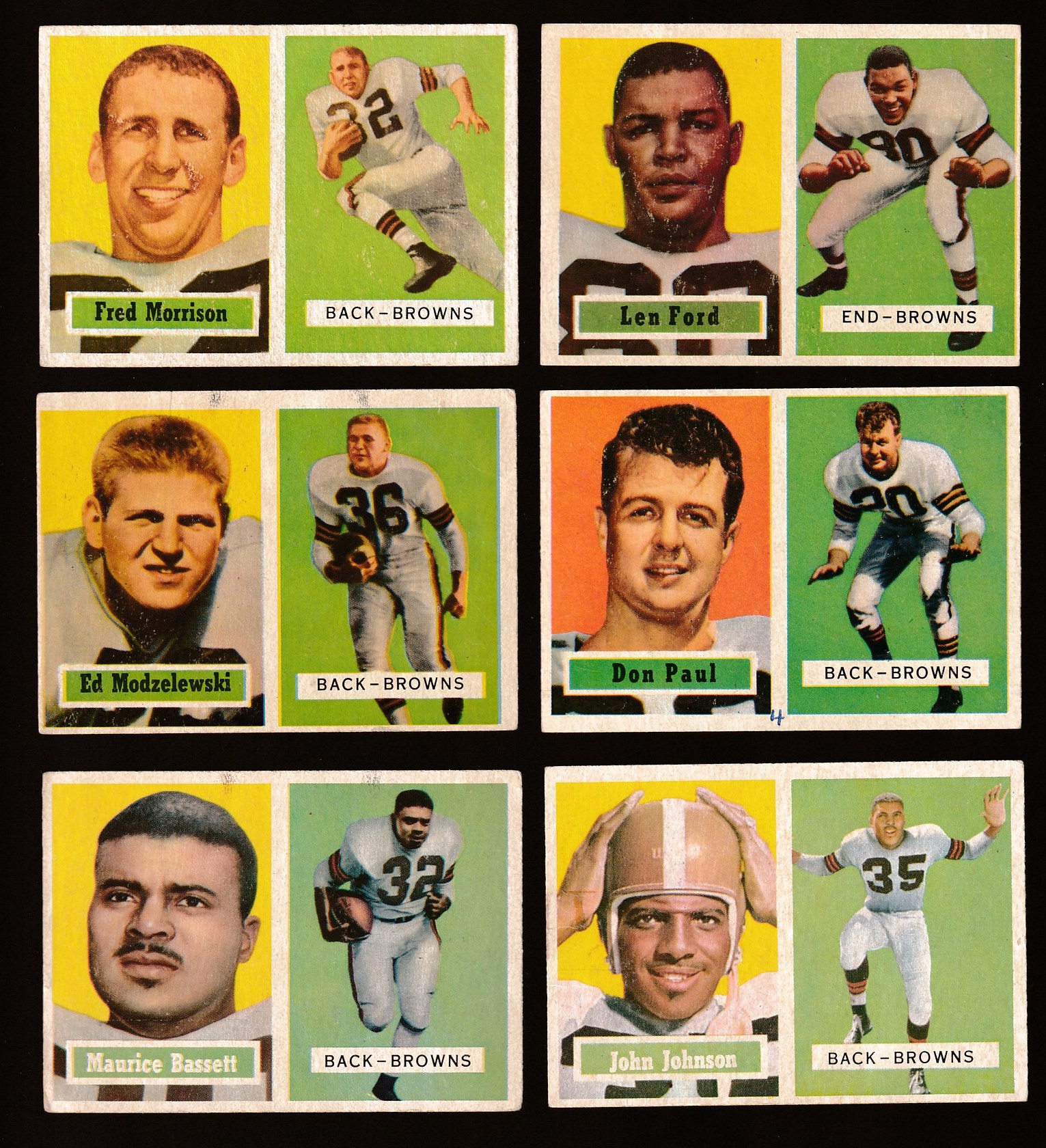 1957 Topps FB  - Cleveland BROWNS Team Lot (6) Football cards value