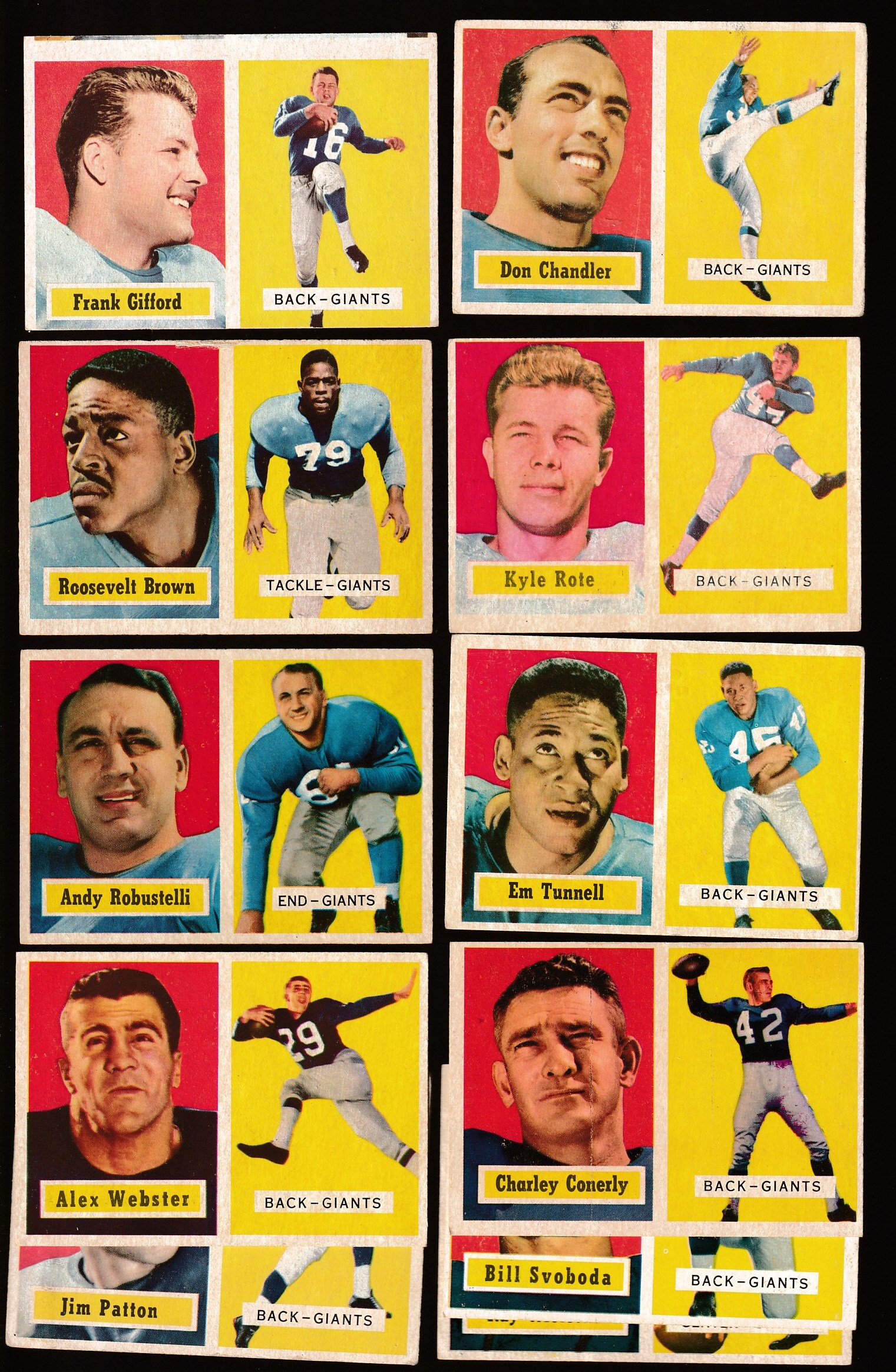 1957 Topps FB  - New York GIANTS Team Set/Lot (10/13) Football cards value