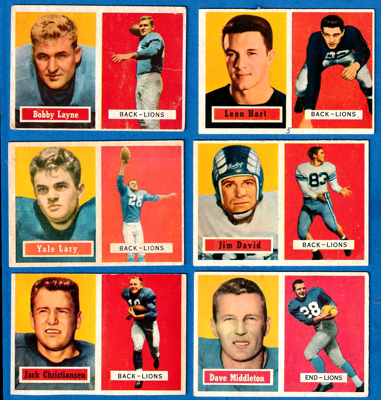 1957 Topps FB  - Detroit LIONS Team Lot of (6) Football cards value