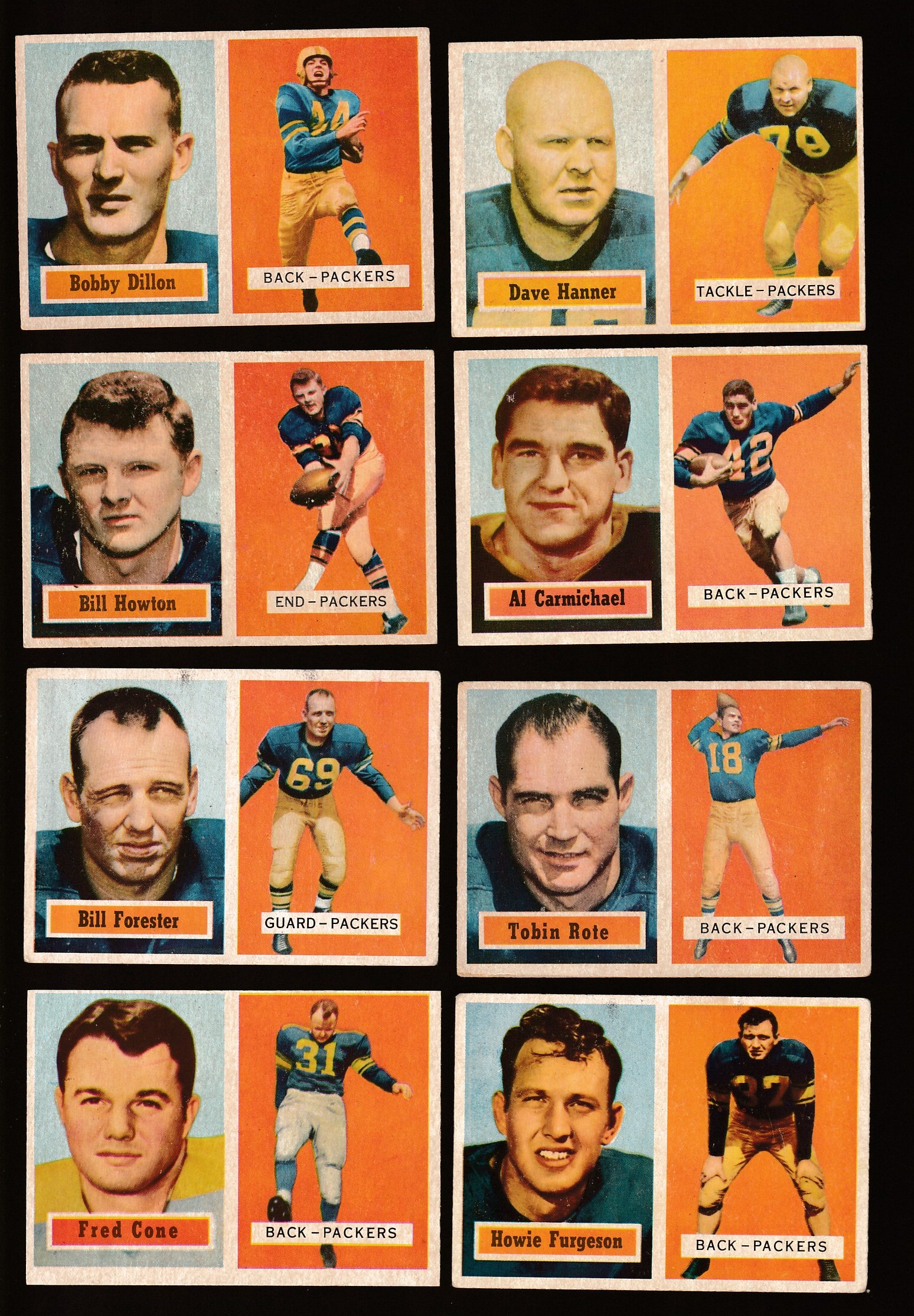 1957 Topps FB  - Green Bay PACKERS Near Team Set/Lot (8/12) Football cards value