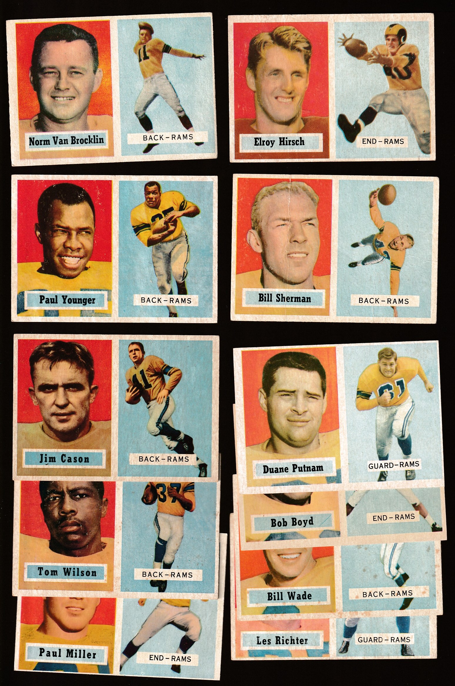 1957 Topps FB  - Los Angeles RAMS Team Set/Lot (11/13) Football cards value