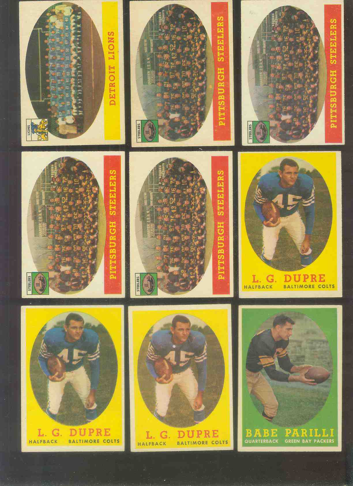1958 Topps FB #116 Pittsburgh Steelers TEAM card Football cards value