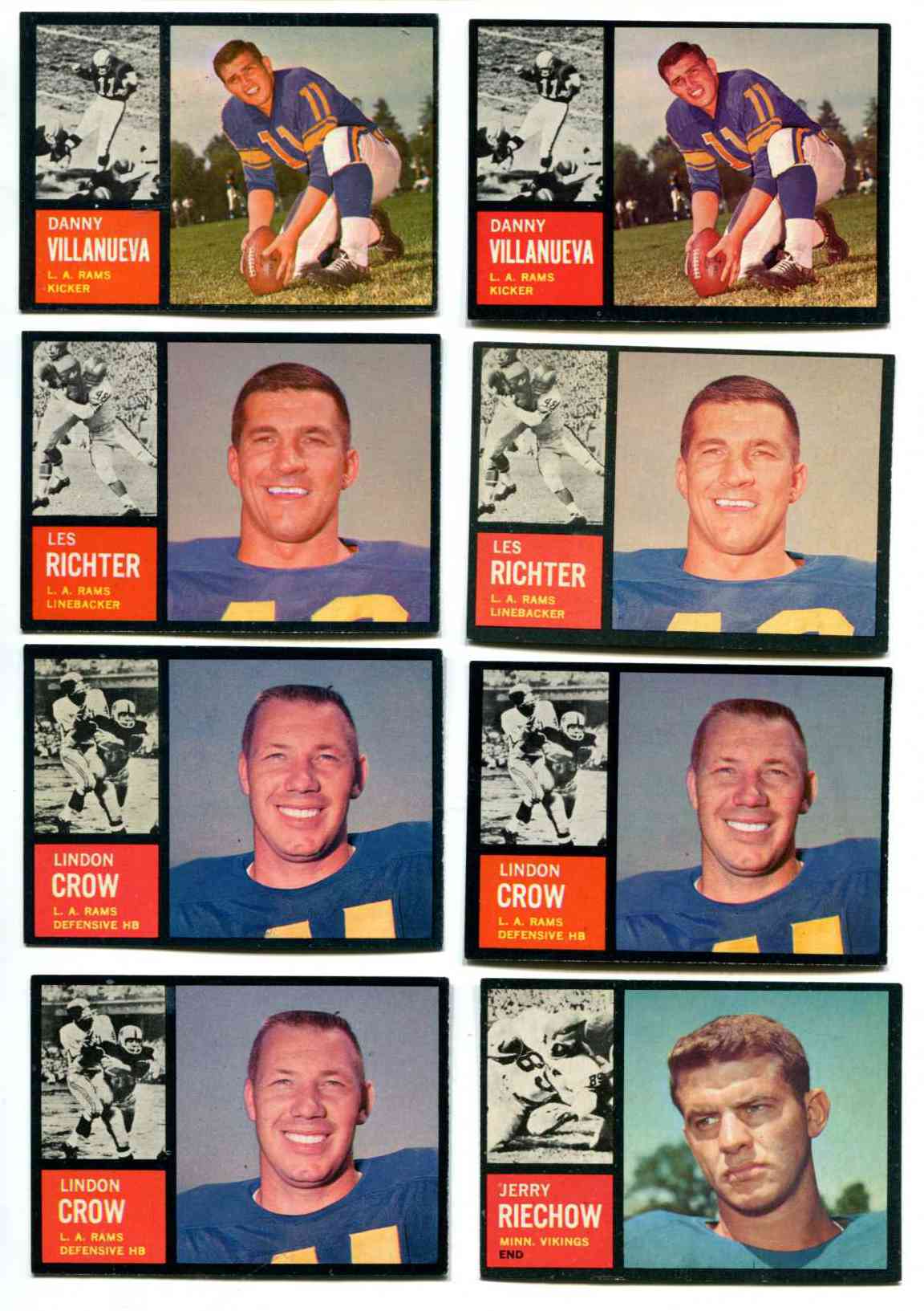 1962 Topps FB # 86 Les Richter SHORT PRINT (Rams) Football cards value