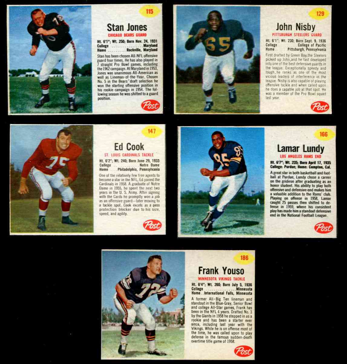 1962 Post Cereal FB #186 Frank Youso SHORT PRINT (Vikings) Football cards value