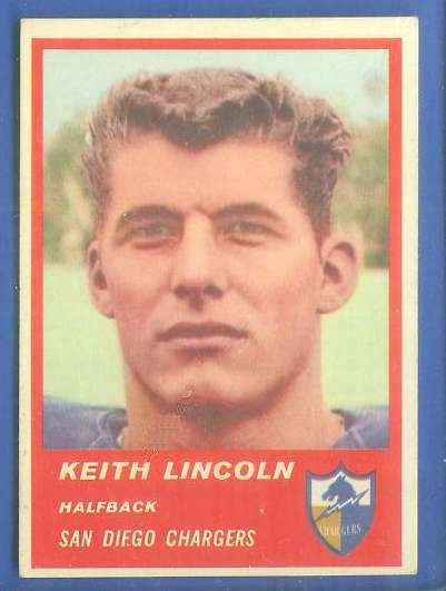 1963 Fleer FB #70 Keith Lincoln ROOKIE (Chargers) Football cards value