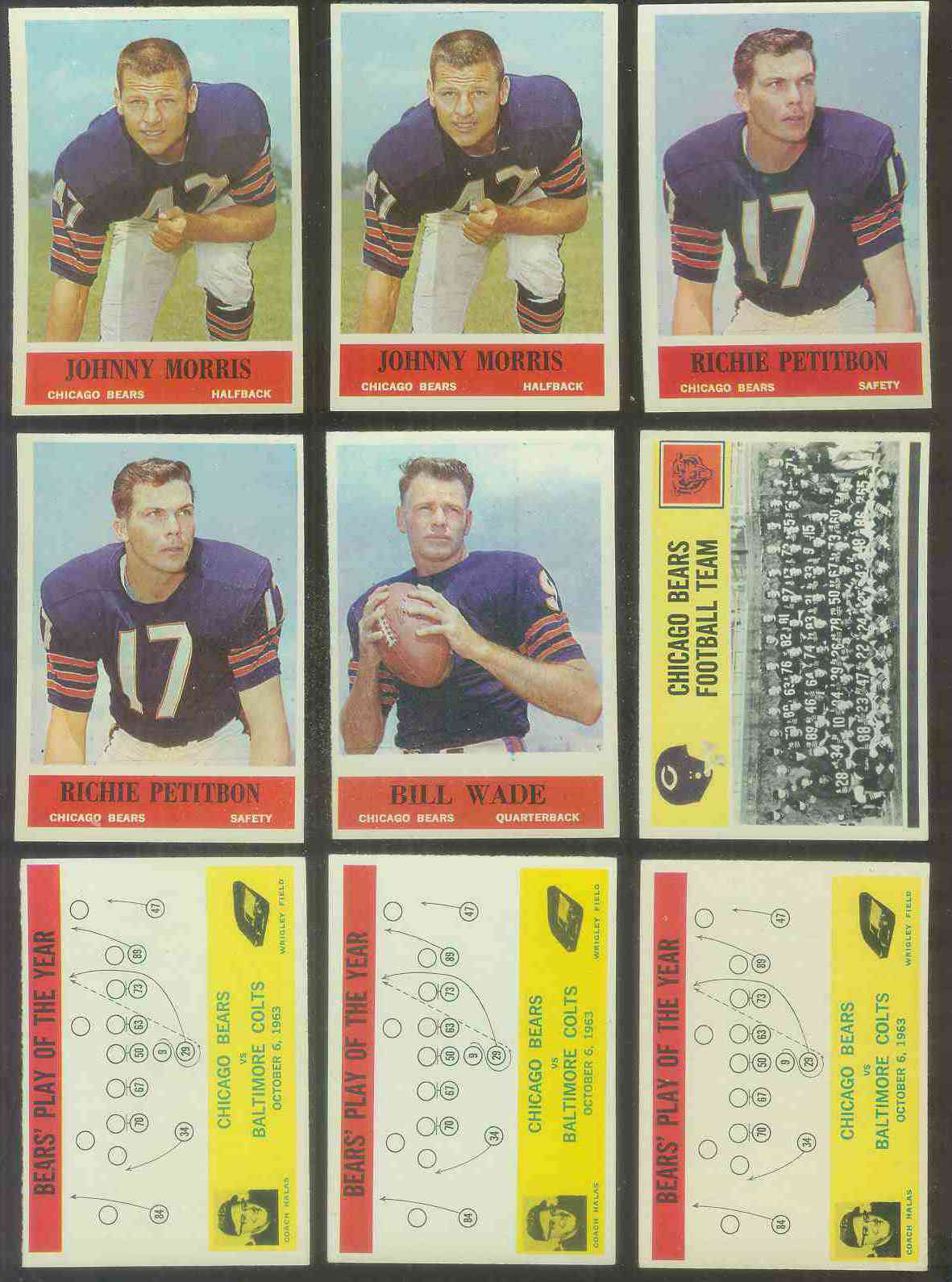 1964 Philadelphia FB # 28 Bears 'Play of the Year' w/George Halas Football cards value