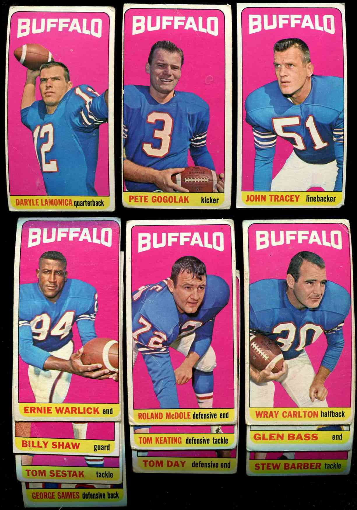 1965 Topps FB  - BUFFALO BILLS Team Lot of (13) cards Football cards value