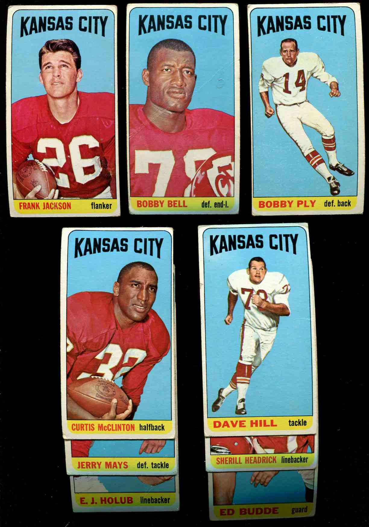 1965 Topps FB  - KANSAS CITY CHIEFS Team Lot of (10) cards Football cards value