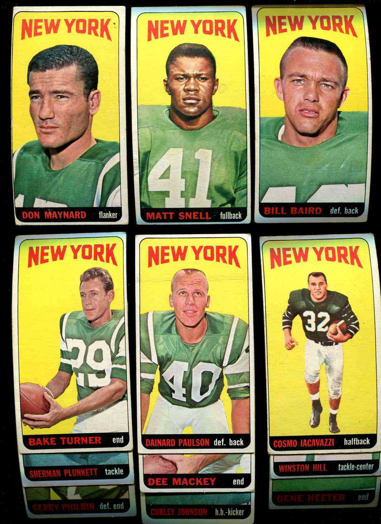 1965 Topps FB  - NEW YORK JETS Team Lot of (12) cards Football cards value