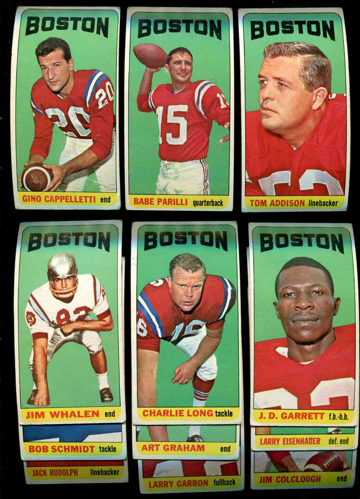 1965 Topps FB  - BOSTON PATRIOTS Team Lot (12) cards Football cards value