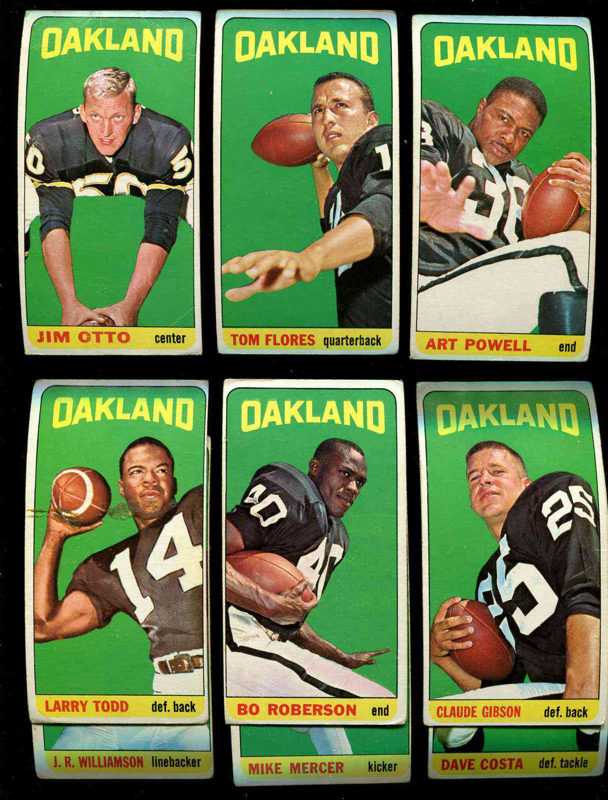1965 Topps FB  - OAKLAND RAIDERS Team Lot of (10) cards Football cards value