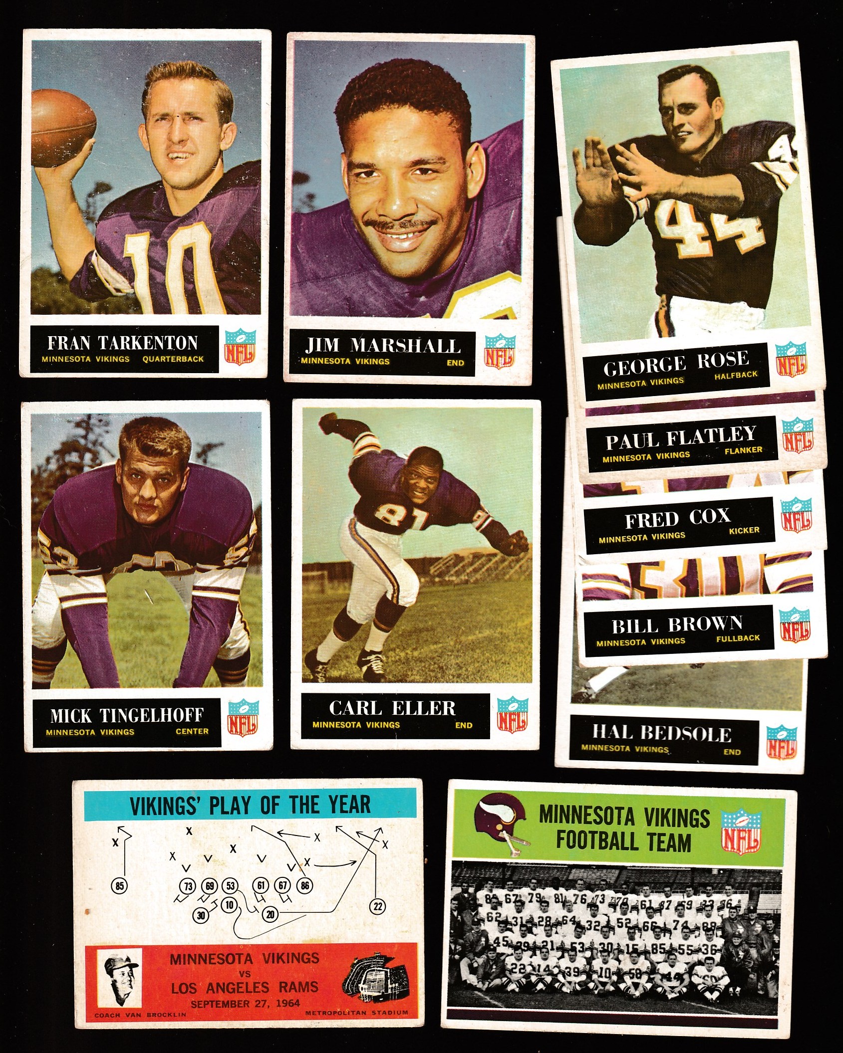 1965 Philadelphia FB  - VIKINGS - Near Complete TEAM SET (11/14) Football cards value