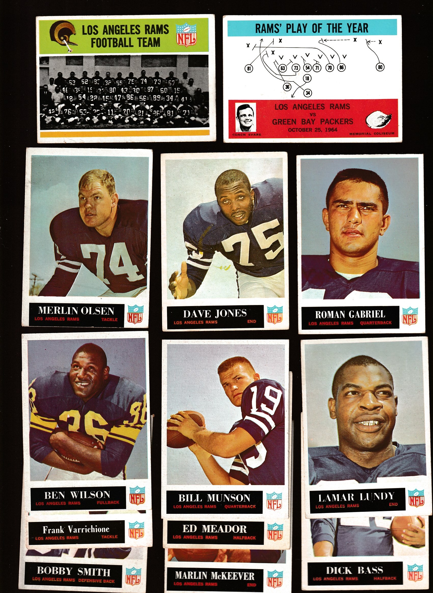 1965 Philadelphia FB  - RAMS - Near Complete TEAM SET (13/14) Football cards value