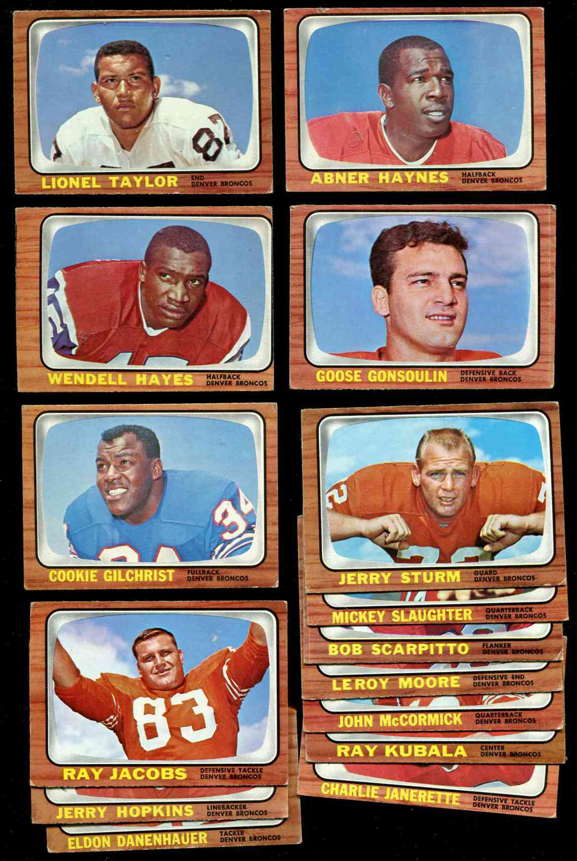 1966 Topps FB  - DENVER BRONCOS Complete Team Set/Lot of (15) cards Football cards value