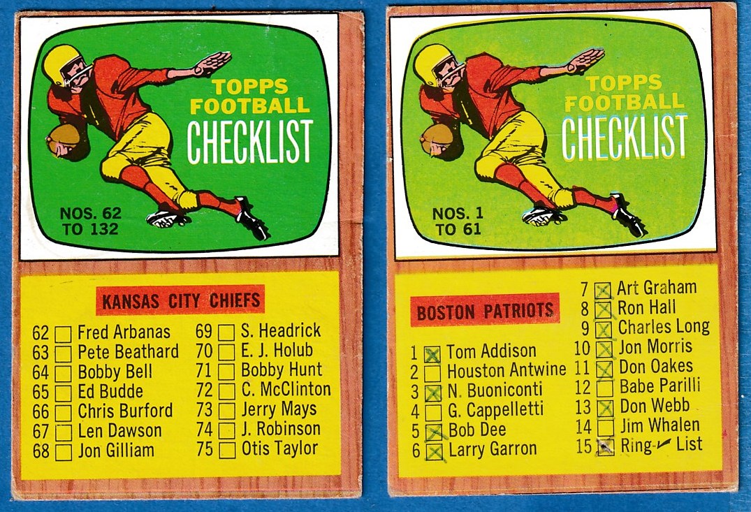 1966 Topps FB # 61+132 - BOTH SCARCE Checklists Football cards value