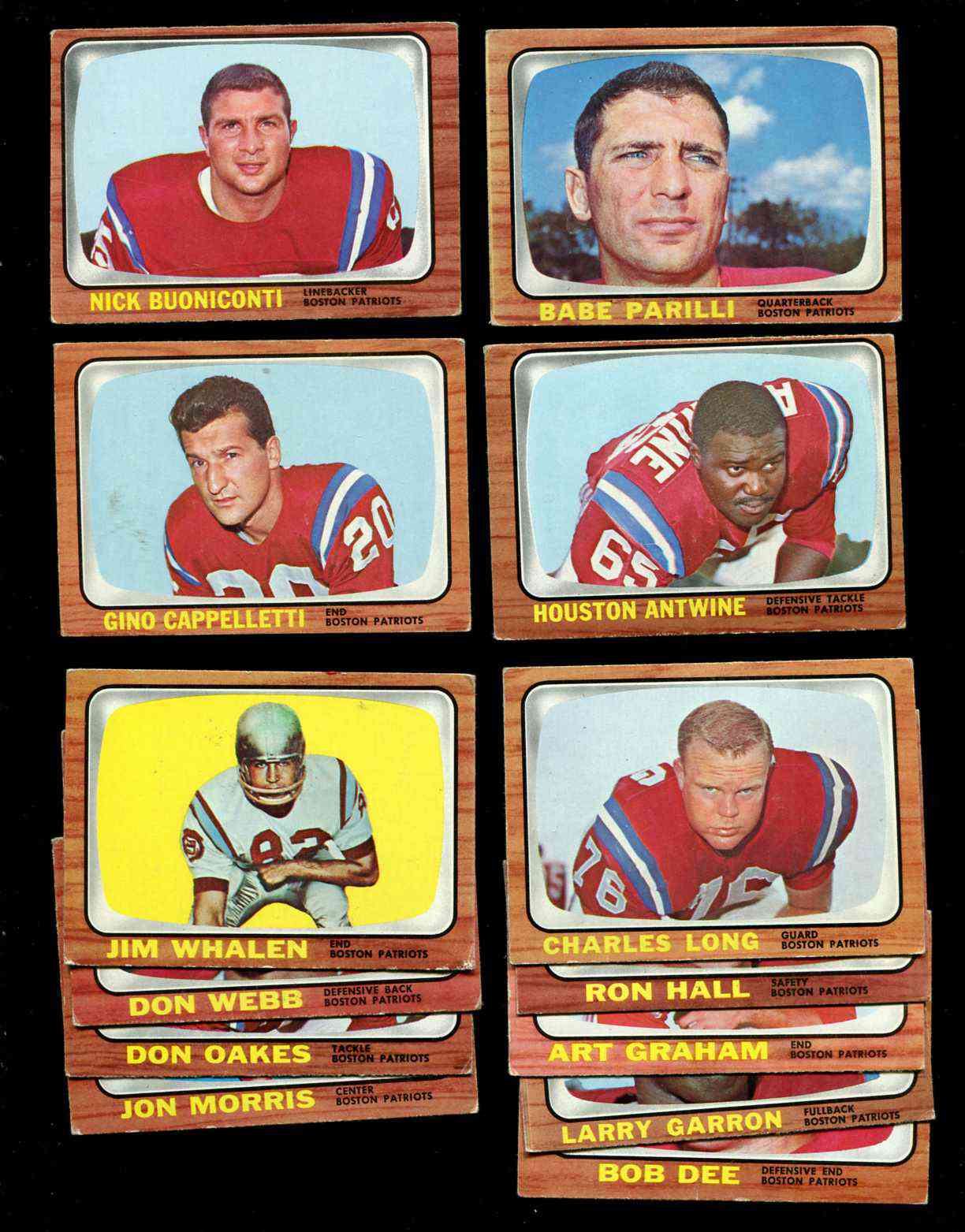 1966 Topps FB  - BOSTON PATRIOTS Near Team Set/Lot (13/14) cards Football cards value