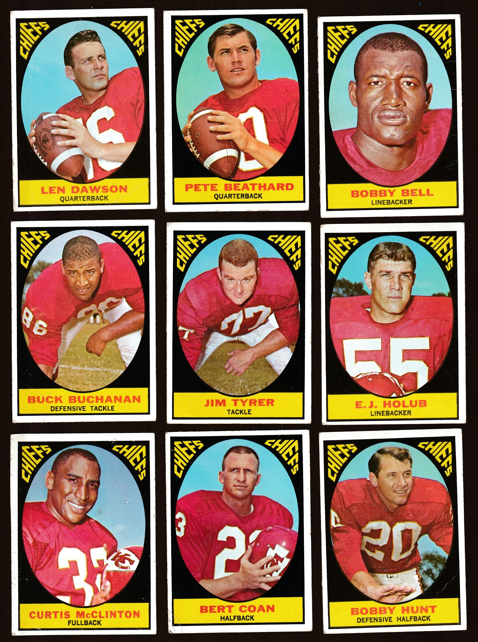 1967 Topps FB  - KANSAS CITY CHIEFS Starter Team Set/Lot (9/14) cards Football cards value
