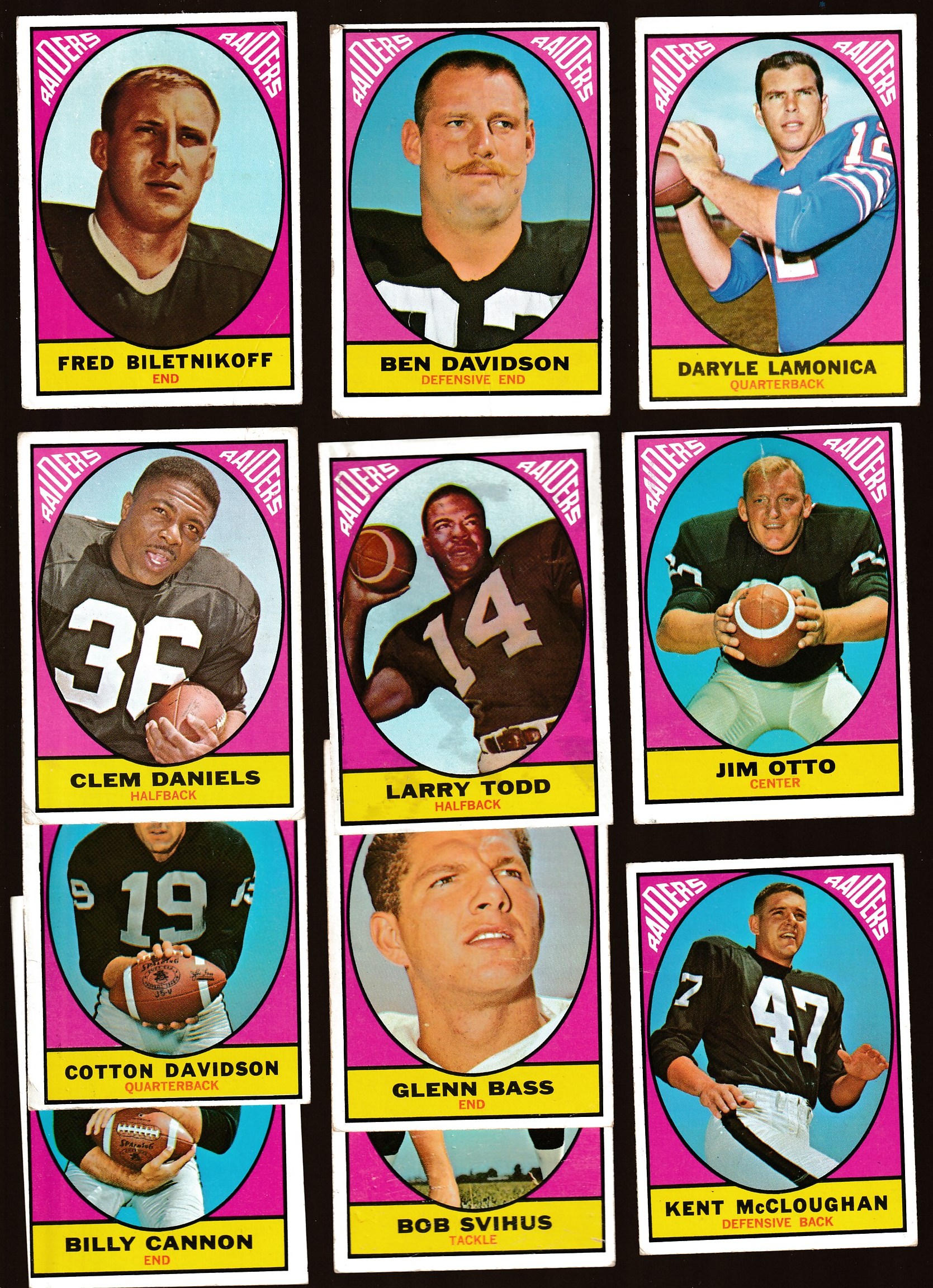 1967 Topps FB  - OAKLAND RAIDERS Starter Team Set/Lot (12/14) cards Football cards value