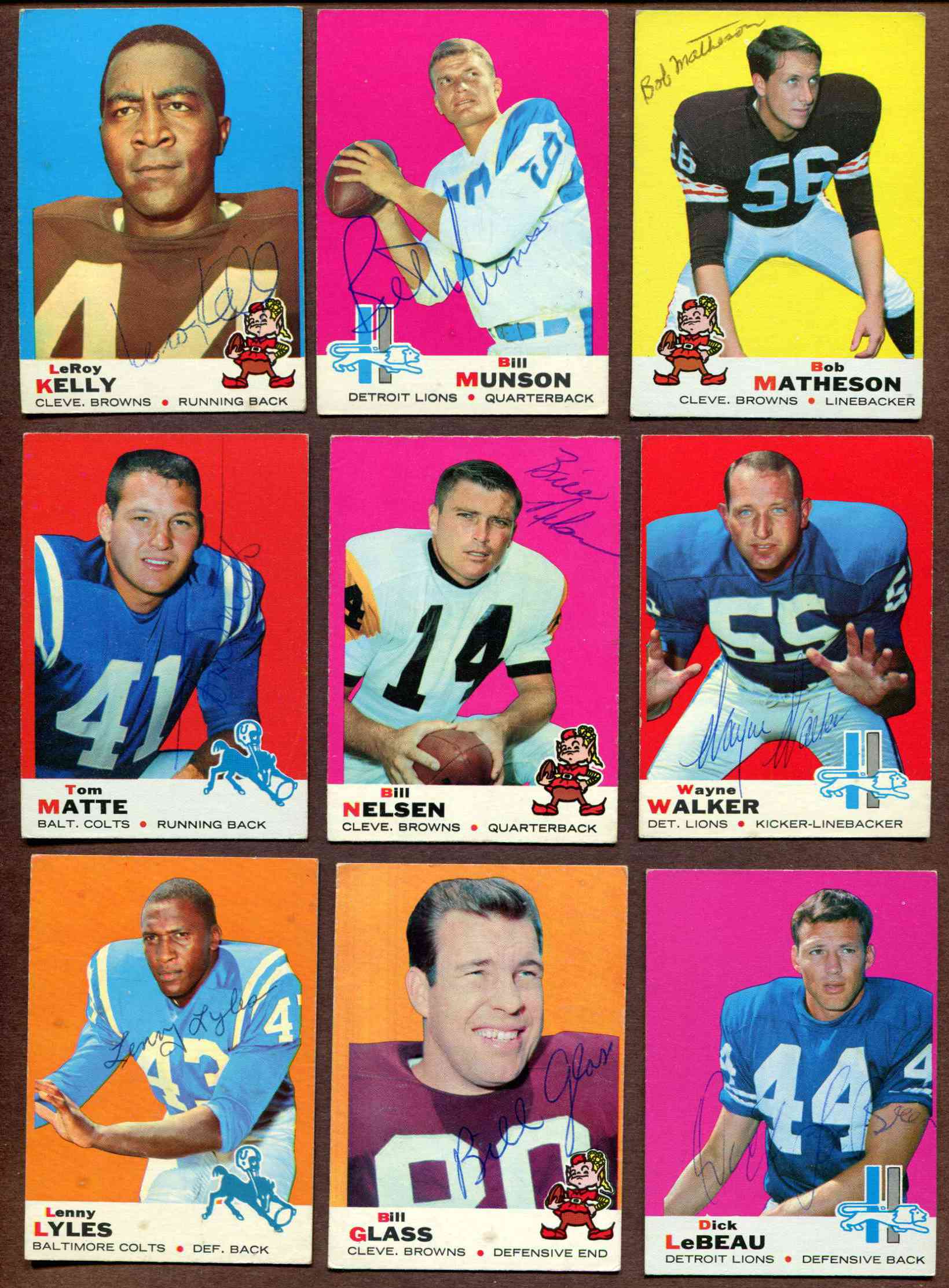 1969 Topps FB #  1 Leroy Kelly AUTOGRAPHED [#] (Browns,Hall-of-Fame) Football cards value