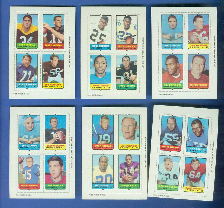 1969 Topps Four-in-One FB #61 Wayne Walker/MERLIN OLSEN/Tony Lorick Football cards value