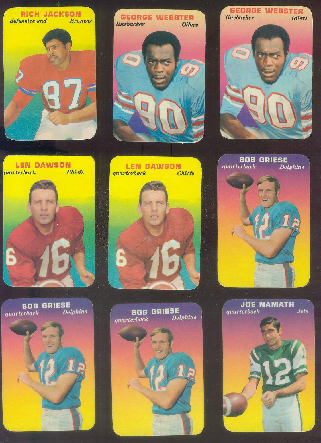 1970 Topps Glossy FB Inserts #28 Bob Griese (Dolphins) Football cards value