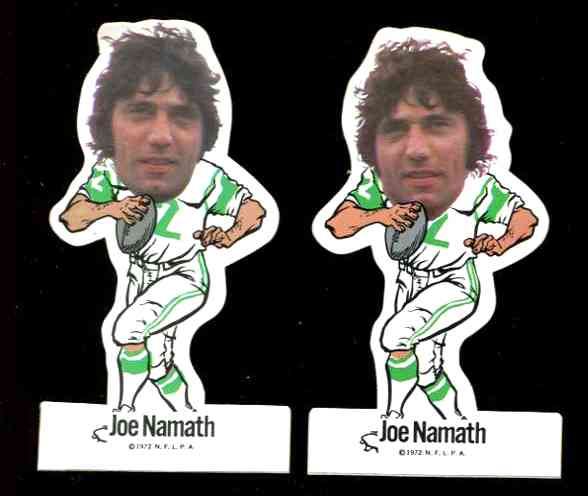  Joe Namath - 1972 NFL Player's Assoc Vinyl Sticker FB **REVERSE NEGATIVE** Football cards value