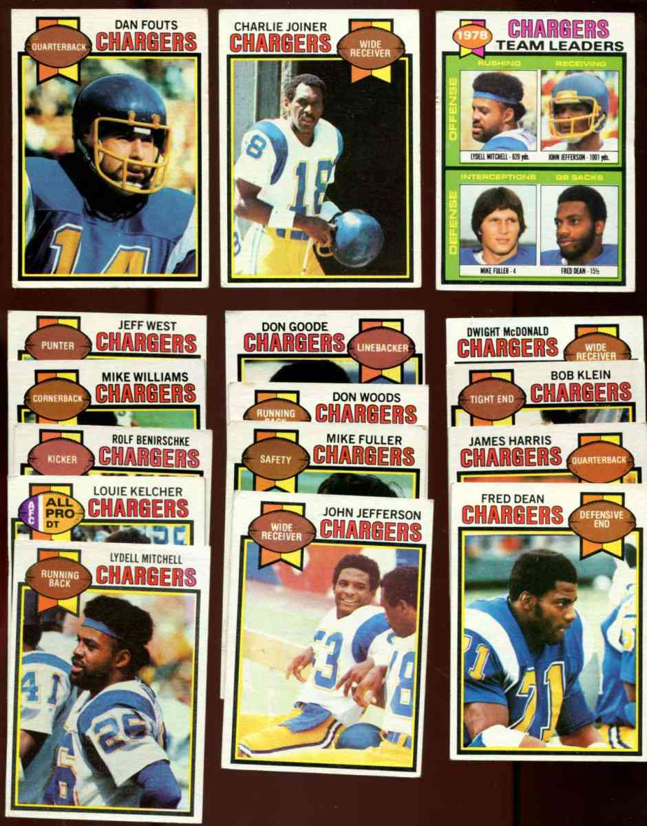 1979 Topps FB  - CHARGERS - COMPLETE TEAM SET/Lot of (18) Football cards value