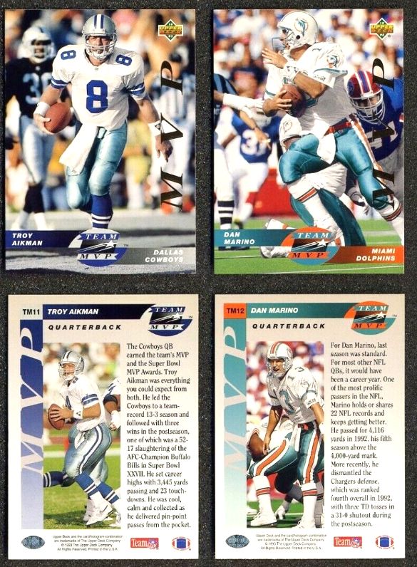  1993 Upper Deck FOOTBALL - 'TEAM MVP' Complete Set (29 cards) Baseball cards value