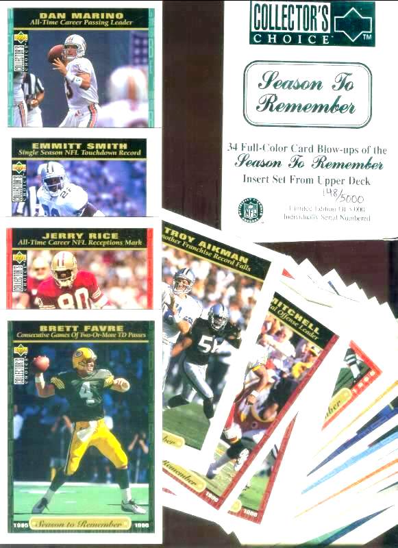  1996 Coll. Choice 'Season to Remember' LIMITED EDITION 3-1/2x5 JUMBO SET Baseball cards value