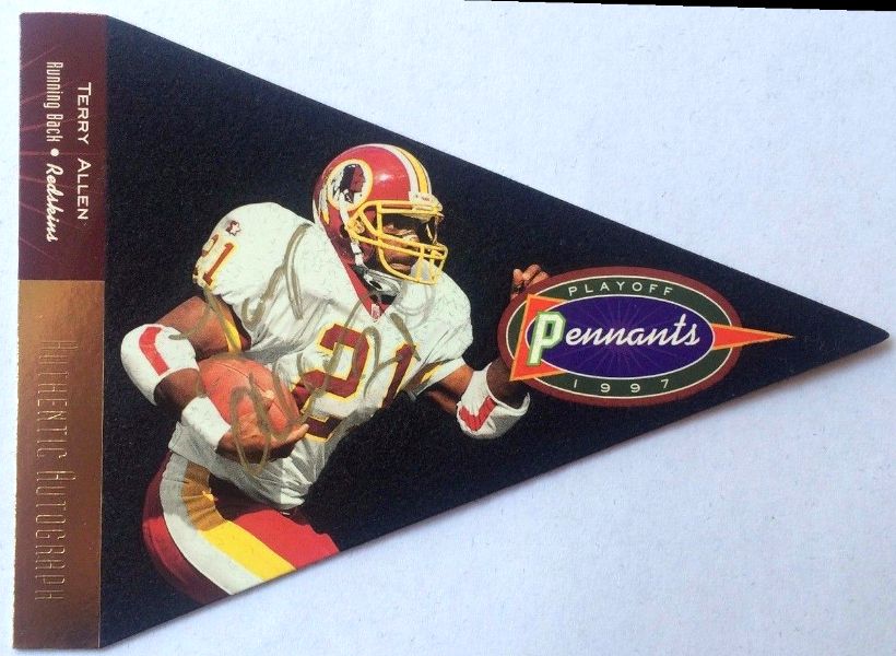  1997 Playoff Pennants #A7 Terry Glenn AUTOGRAPHED insert (Redskins) Baseball cards value
