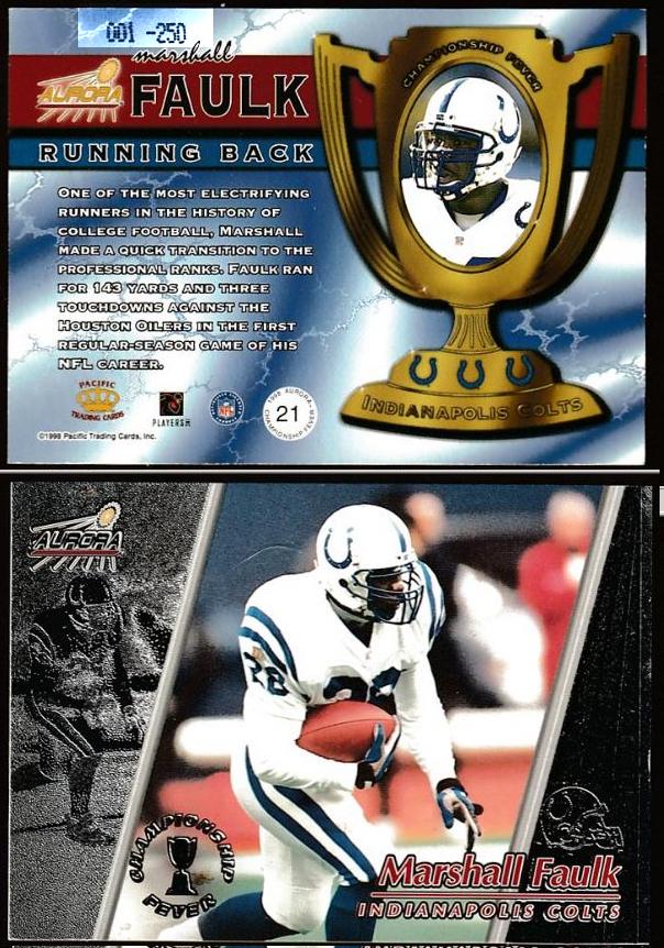 Marshall Faulk - 1998 Aurora Championship Fever #21 PLATINUM Baseball cards value