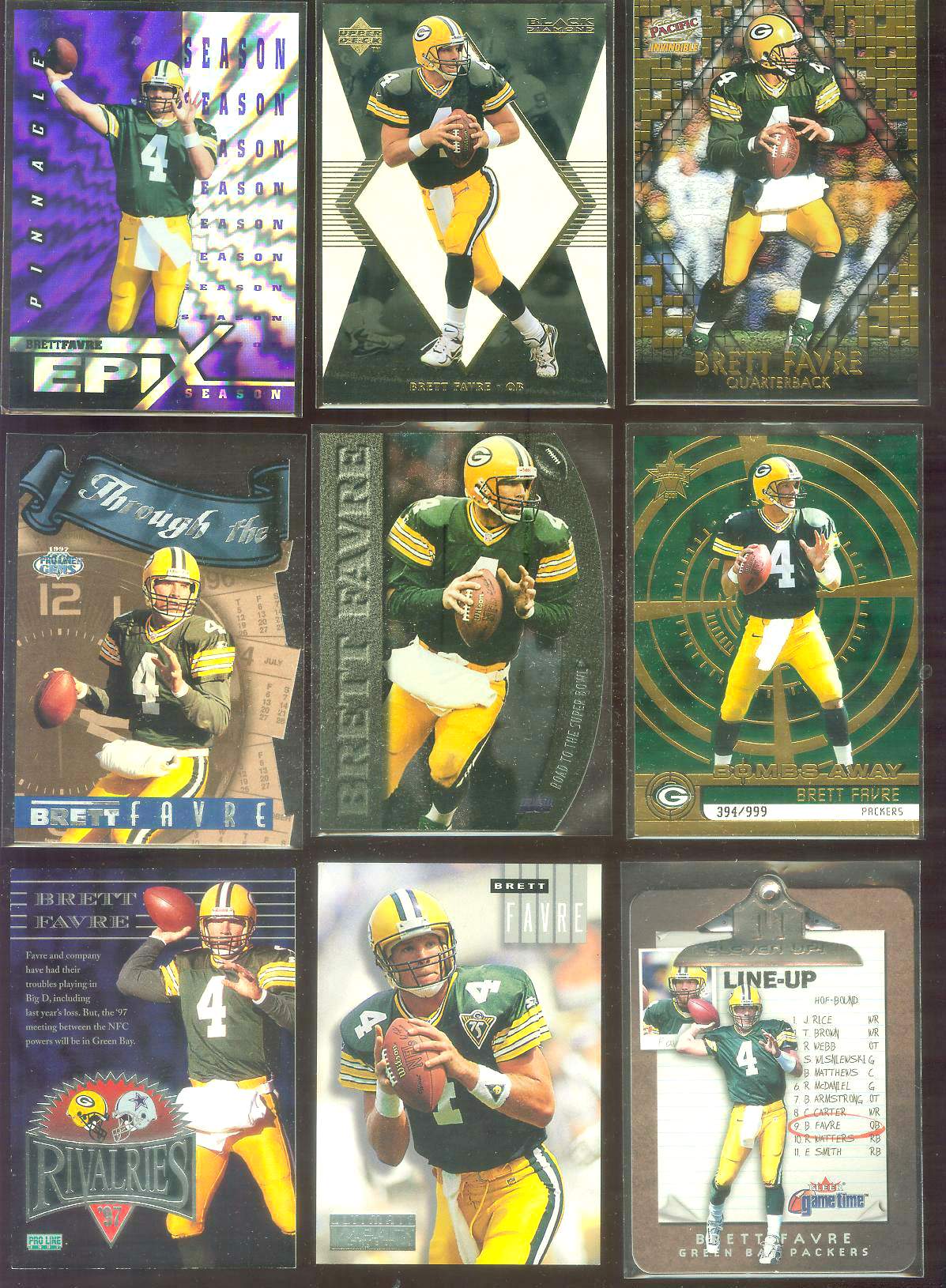 Brett Favre - 1998 Black Diamond Rookies 'White Onyx' #ON4 Baseball cards value