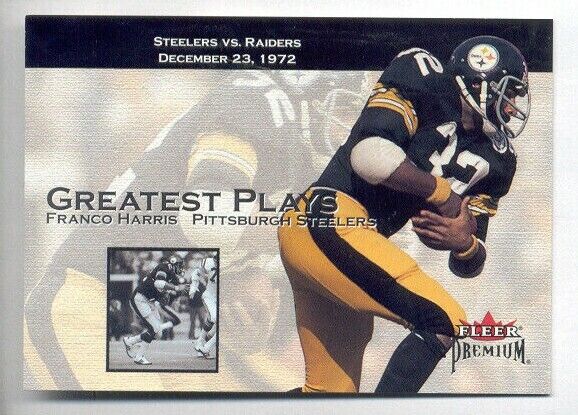 Franco Harris - 2001 Fleer IMMACULATE RECEPTION insert card ! Football cards value