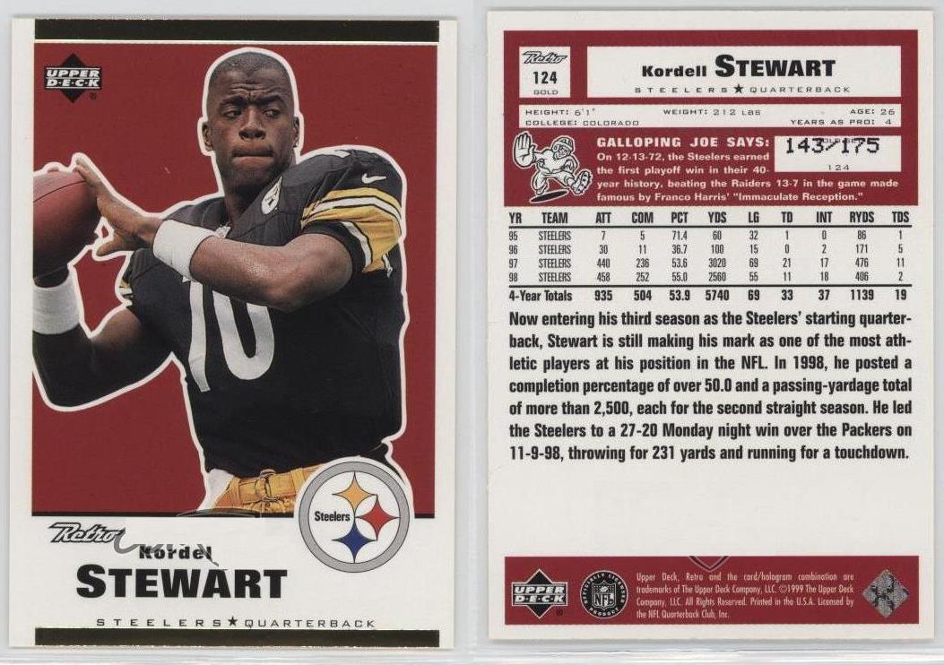 Kordell Stewart - 1999 UD Retro GOLD #124 [#/175] Football cards value