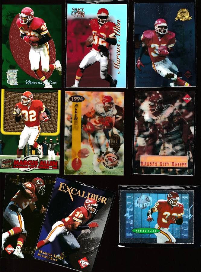 Marcus Allen - 1995 Playoff Pigskins Preview #12 [a] (Chiefs) Football cards value