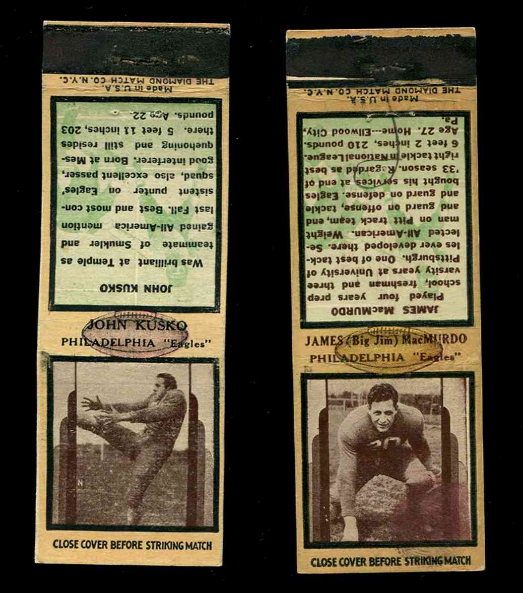 1935 Diamond Football Matchbook - James 'Big Jim' MacMurdo RED (Eagles) Baseball cards value