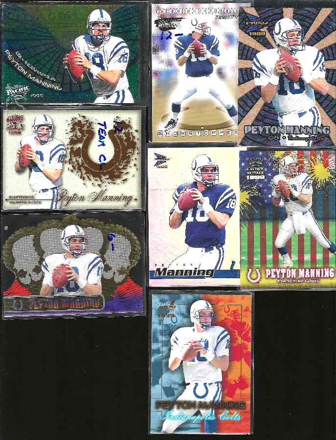 Peyton Manning -  1999 PACIFIC - Lot of (8) awesome 2nd year cards ! Baseball cards value