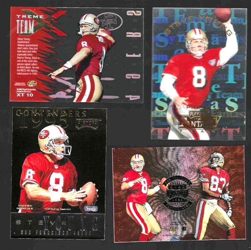 Steve Young -  PLAYOFF - Lot of (4) HIGHER END insert cards Baseball cards value
