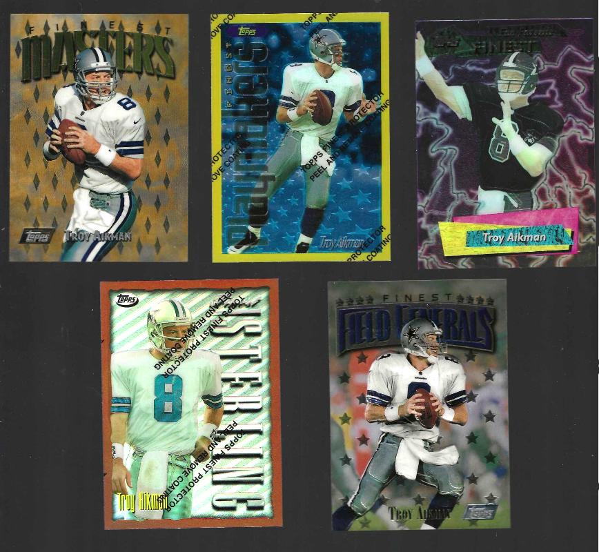 Troy Aikman -  1995-1997 Topps FINEST - Lot of (4) with RARE GOLD Baseball cards value